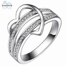 SUSENSTONE Bling Heart Love Women Wedding Ring