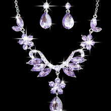 Earrings Necklace set Stunning Big Carat Round Crystal Necklace and Earrings Luxury Bridal Party Jewelry Set For Wedding Evening