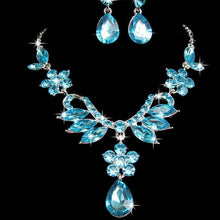 Earrings Necklace set Stunning Big Carat Round Crystal Necklace and Earrings Luxury Bridal Party Jewelry Set For Wedding Evening