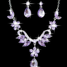 Earrings Necklace set Stunning Big Carat Round Crystal Necklace and Earrings Luxury Bridal Party Jewelry Set For Wedding Evening