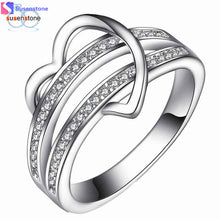 SUSENSTONE Bling Heart Love Women Wedding Ring