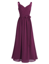 #4-16 Women Ladies Sleeveless Pleated V Neck Chiffon Elegant Long Bridesmaid Dress Evening Prom Gown with Sash